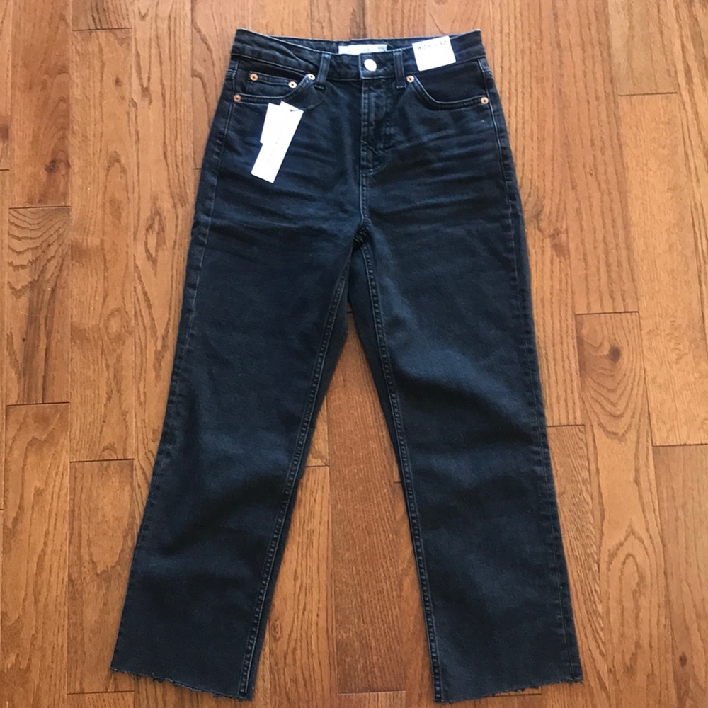 Black straight leg jeans